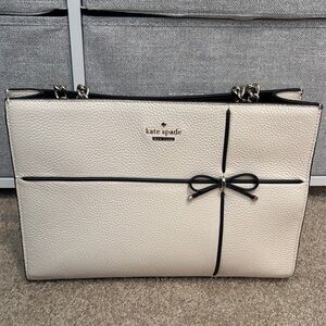 Kate Spade Cream and Black Bag with Bow Accent